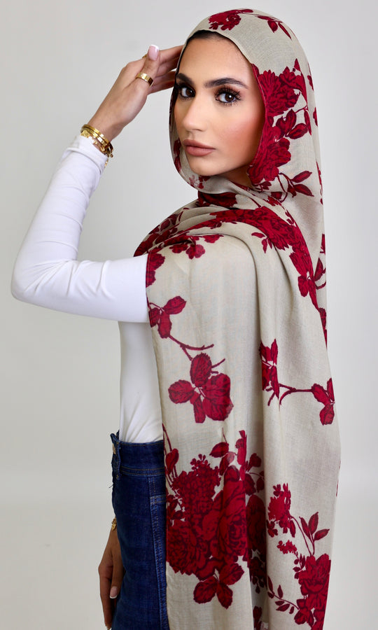 Crimson Garden Modal Hijab